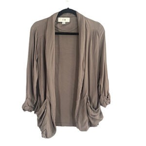XXI Brown Waterfall Opened Front Slouchy Long Sleeve Cardigan Jacket Women Sz 8